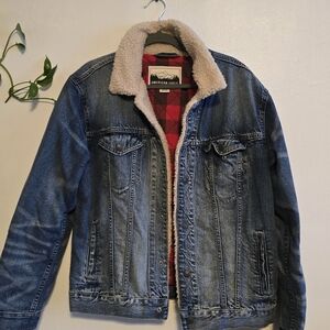 American Eagle Outfitters Denim Jacket with Sherpa Collar